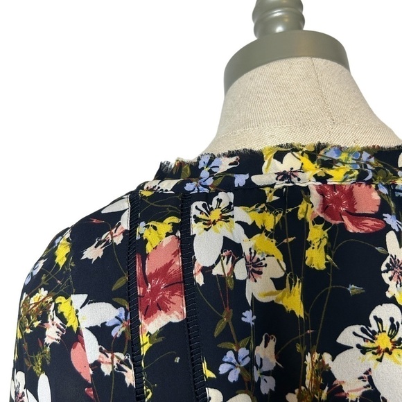 Banana Republic Black Blogger Fav Floral Valeri Long Sleeve Smocked Dress Small - Picture 13 of 16